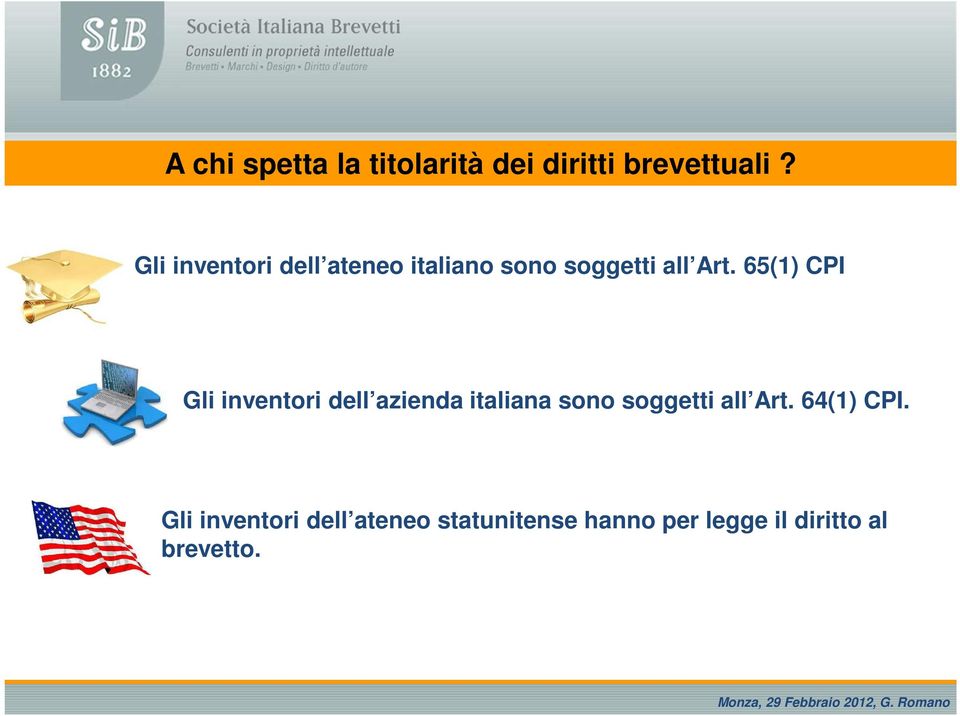 65(1) CPI Gli inventori dell azienda italiana sono soggetti all