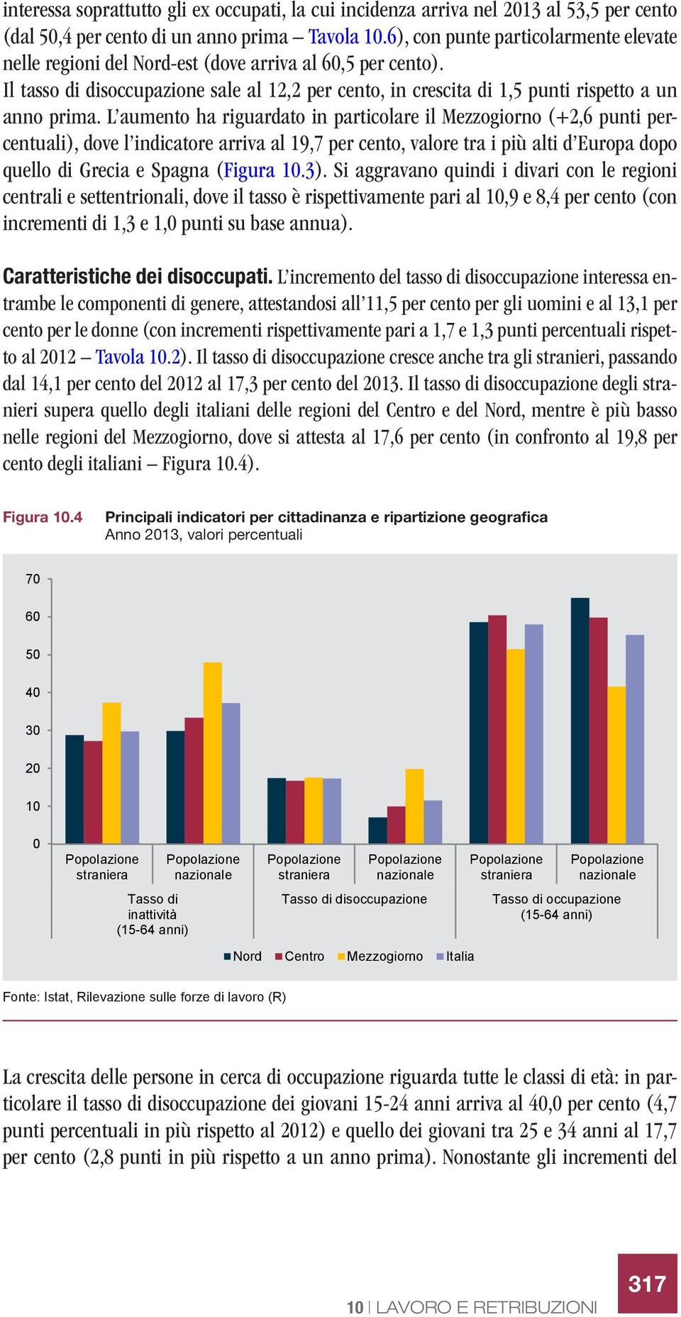 L aumento ha riguardato in particolare il Mezzogiorno (+2,6 punti percentuali), dove l indicatore arriva al 19,7 per cento, valore tra i più alti d Europa dopo quello di Grecia e Spagna (Figura 10.3).