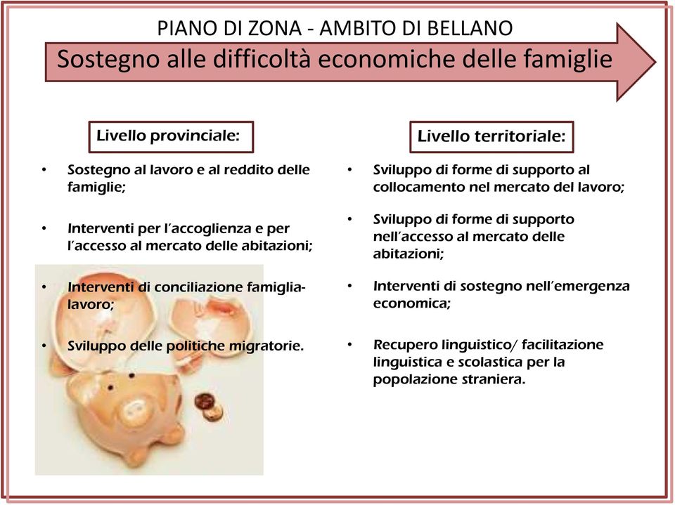 Livello territoriale: Sviluppo di forme di supporto al collocamento nel mercato del lavoro; Sviluppo di forme di supporto nell accesso al