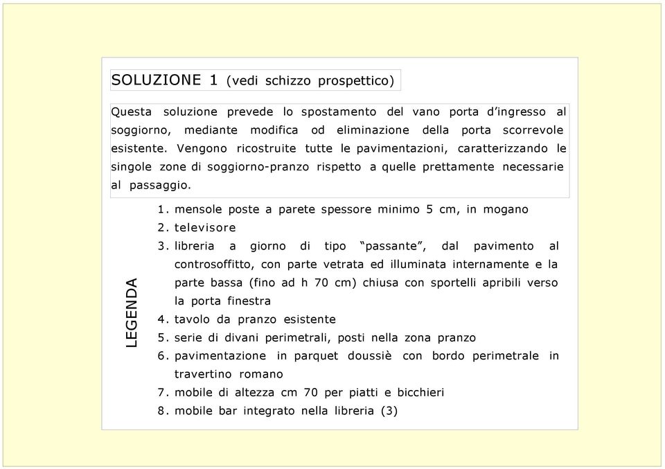 mensole poste a parete spessore minimo cm, in mogano 2. televisore 3.