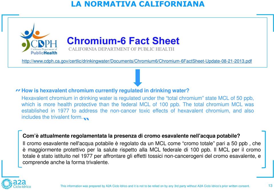 The total chromium MCL was established in 1977 to address the non-cancer toxic effects of hexavalent chromium, and also includes the trivalent form.