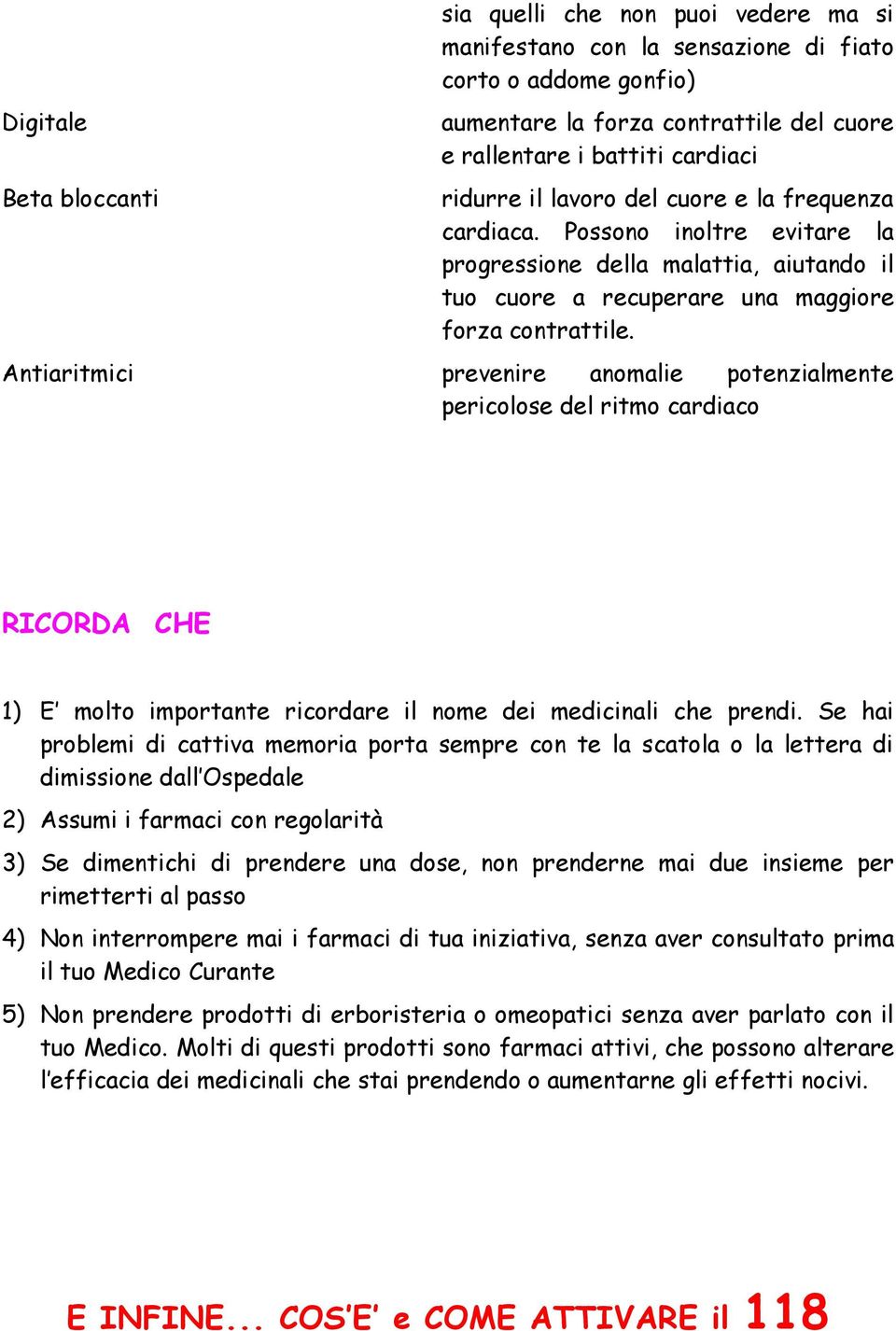 prevenire anomalie potenzialmente pericolose del ritmo cardiaco RICORDA CHE 1) E molto importante ricordare il nome dei medicinali che prendi.