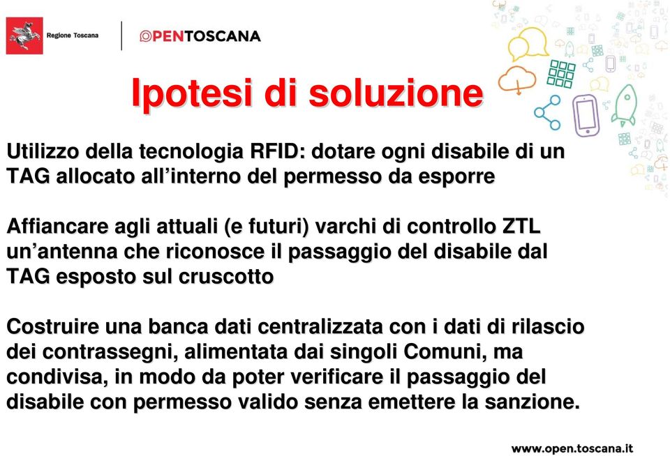 TAG esposto sul cruscotto Costruire una banca dati centralizzata con i dati di rilascio dei contrassegni, alimentata dai