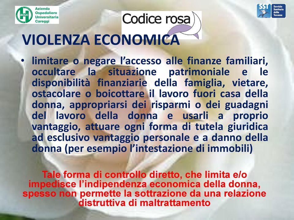 vantaggio, attuare ogni forma di tutela giuridica ad esclusivo vantaggio personale e a danno della donna (per esempio l intestazione di immobili) Tale forma