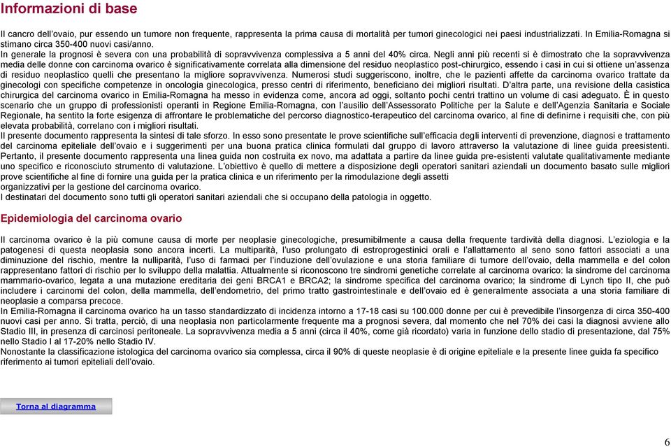 Negli anni più recenti si è dimostrato che la sopravvivenza media delle donne con carcinoma ovarico è significativamente correlata alla dimensione del residuo neoplastico post-chirurgico, essendo i