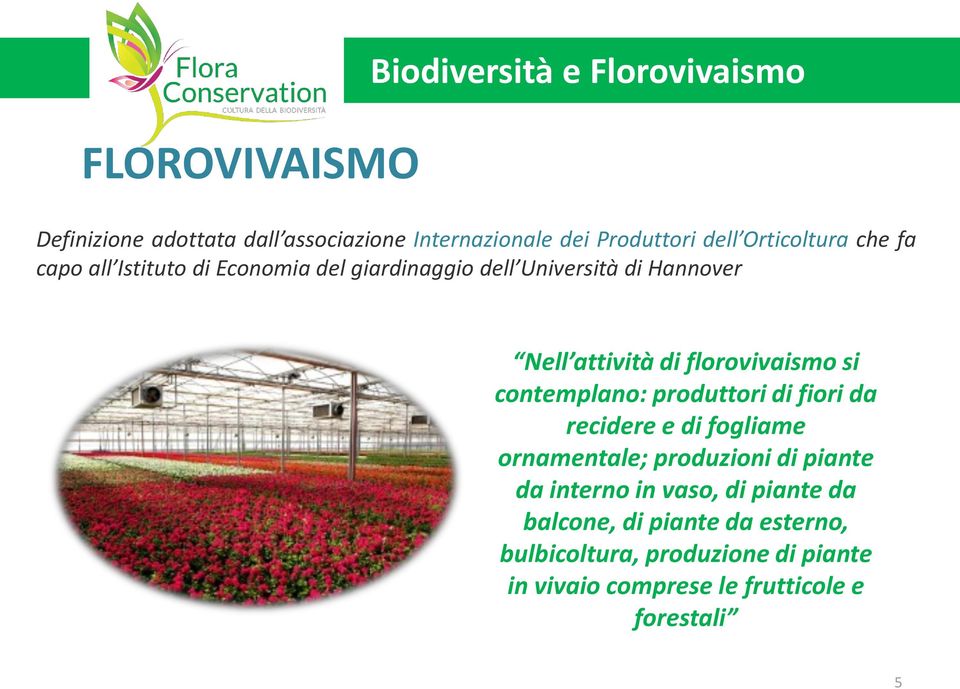 florovivaismo si contemplano: produttori di fiori da recidere e di fogliame ornamentale; produzioni di piante da interno