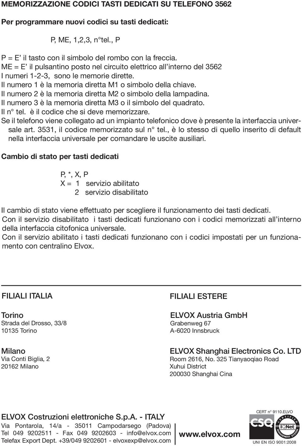 Il numero 2 è la memoria diretta M2 o simbolo della lampadina. Il numero 3 è la memoria diretta M3 o il simbolo del quadrato. Il n tel. è il codice che si deve memorizzare.