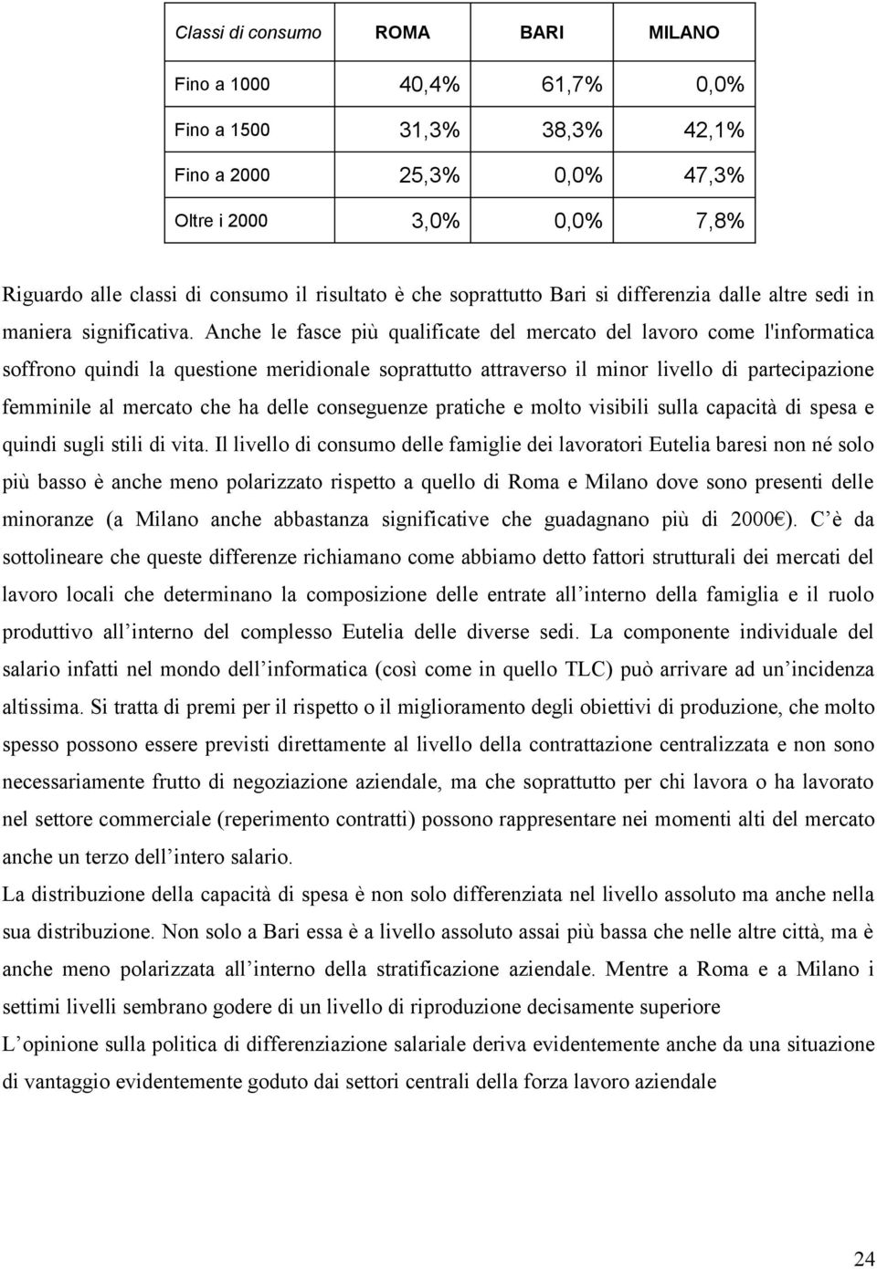 Anche le fasce più qualificate del mercato del lavoro come l'informatica soffrono quindi la questione meridionale soprattutto attraverso il minor livello di partecipazione femminile al mercato che ha