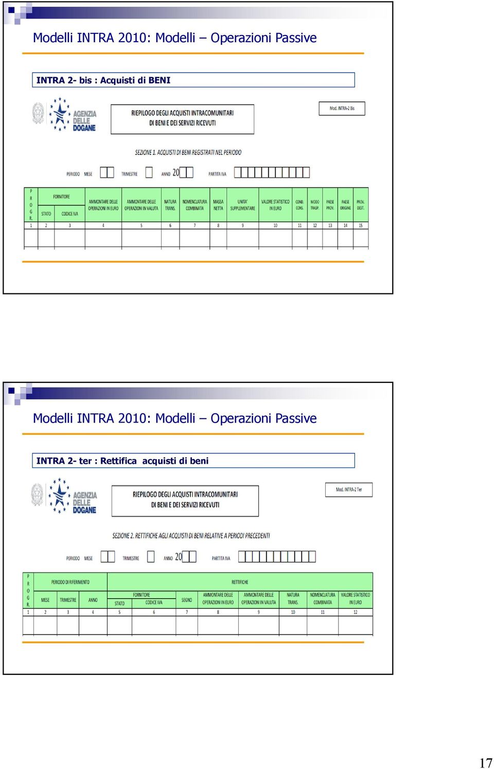 Passive INTRA 2- ter : Rettifica acquisti