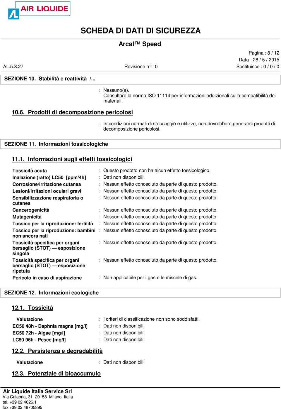 . Informazioni tossicologiche 11