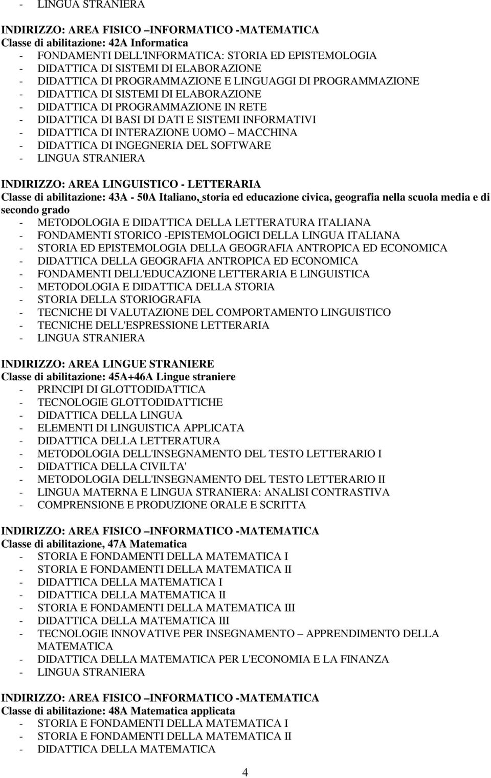 UOMO MACCHINA - DIDATTICA DI INGEGNERIA DEL SOFTWARE INDIRIZZO: AREA LINGUISTICO - LETTERARIA Classe di abilitazione: 43A - 50A Italiano, storia ed educazione civica, geografia nella scuola media e