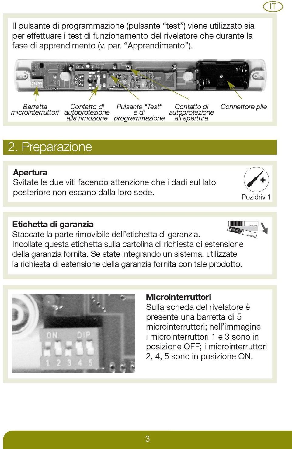 Preparazione Apertura Svitate le due viti facendo attenzione che i dadi sul lato posteriore non escano dalla loro sede.