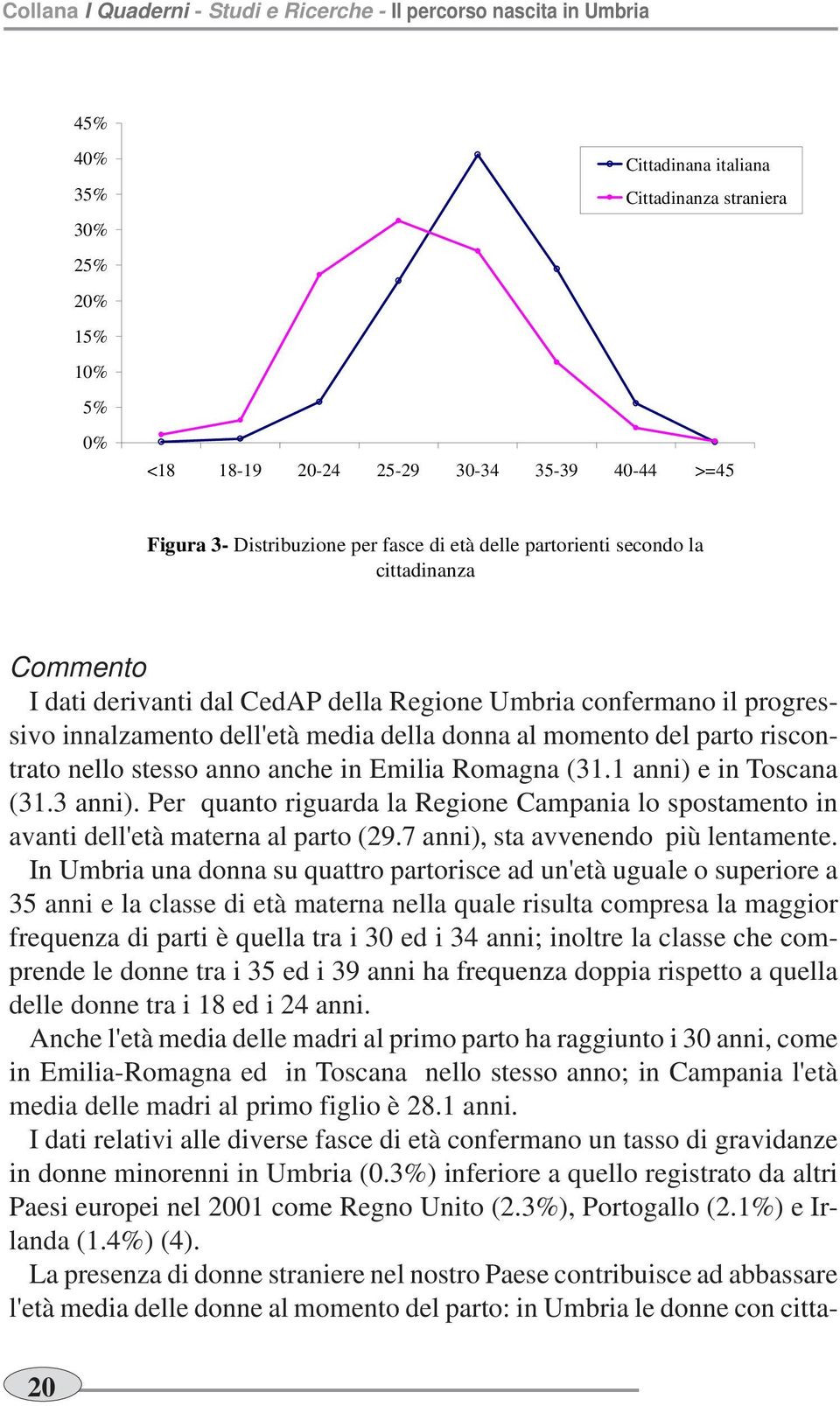 Emilia Romagna (31.1 anni) e in Toscana (31.3 anni). Per quanto riguarda la Regione Campania lo spostamento in avanti dell'età materna al parto (29.7 anni), sta avvenendo più lentamente.