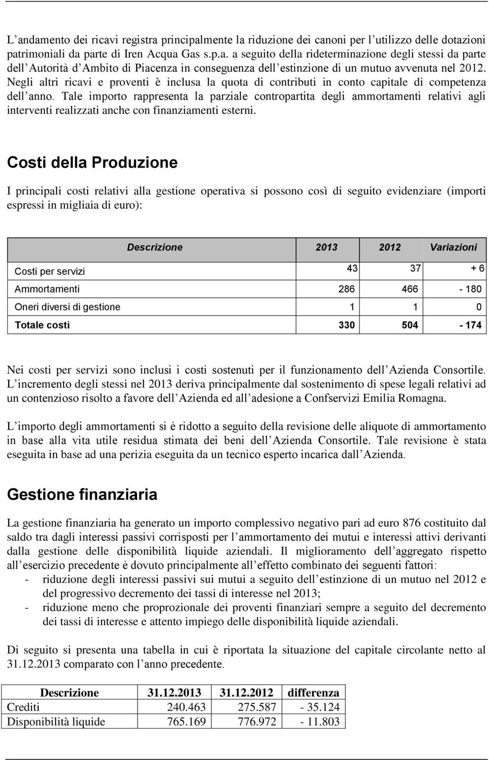 Tale importo rappresenta la parziale contropartita degli ammortamenti relativi agli interventi realizzati anche con finanziamenti esterni.