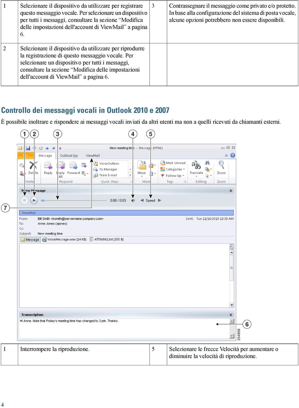 In base alla configurazione del sistema di posta vocale, alcune opzioni potrebbero non essere disponibili.