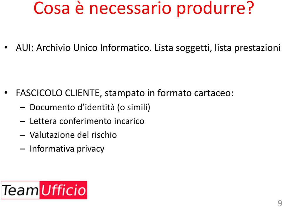 in formato cartaceo: Documento d identità (o simili) Lettera