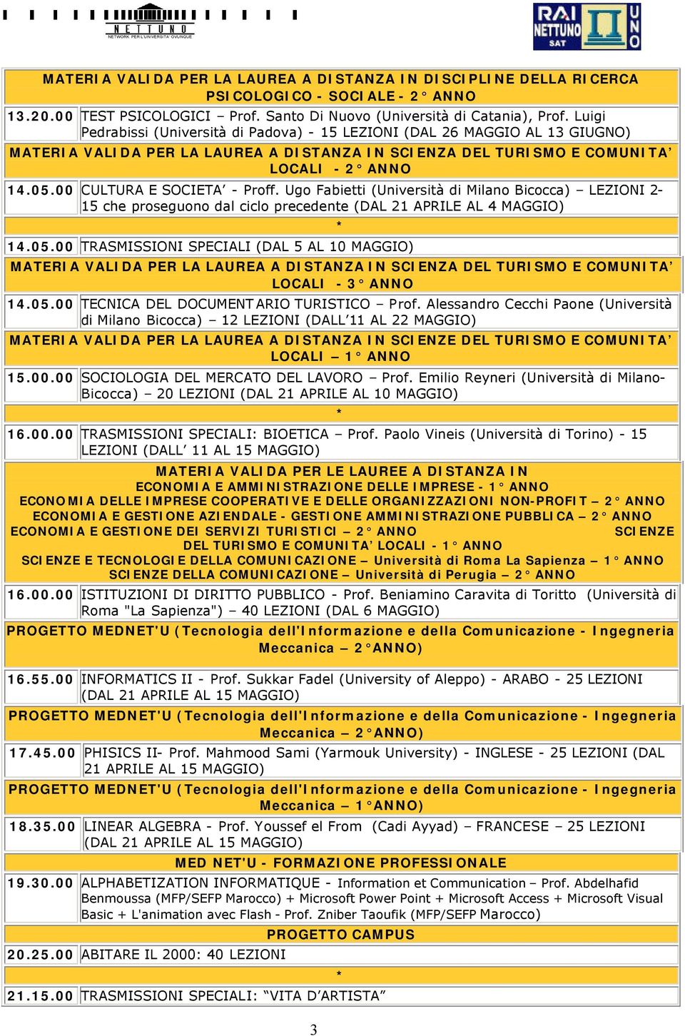 00 CULTURA E SOCIETA - Proff. Ugo Fabietti (Università di Milano Bicocca) LEZIONI 2-15 che proseguono dal ciclo precedente (DAL 21 APRILE AL 4 MAGGIO) 14.05.