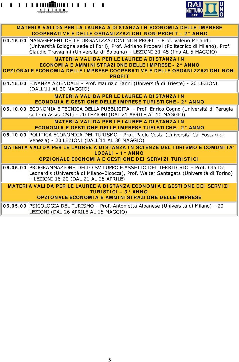Claudio Travaglini (Università di Bologna) - LEZIONI 31-45 (fino AL 5 MAGGIO) ECONOMIA E AMMINISTRAZIONE DELLE IMPRESE - 2 OPZIONALE ECONOMIA DELLE IMPRESE COOPERATIVE E DELLE ORGANIZZAZIONI NON-