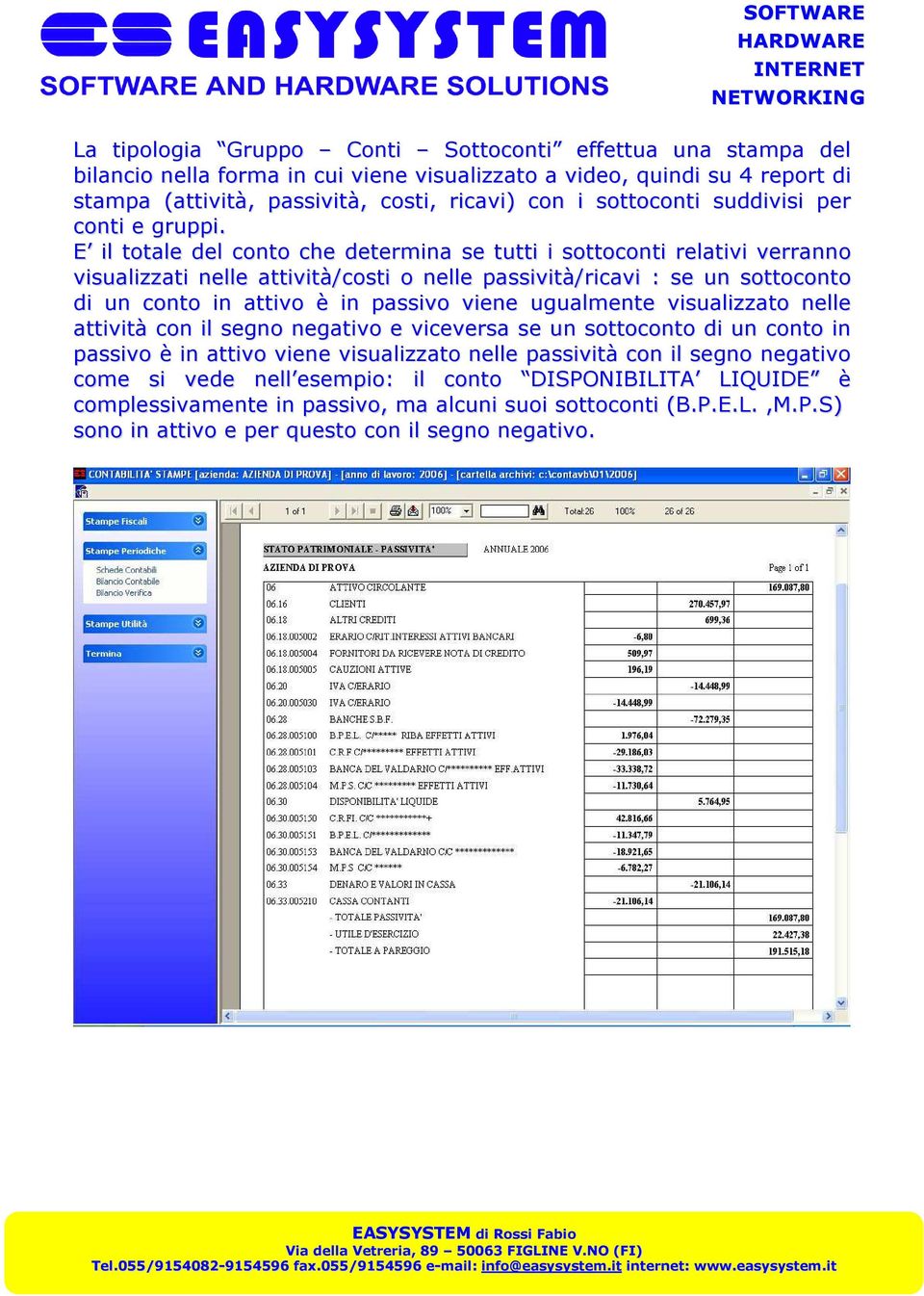 E il totale del conto che determina se tutti i sottoconti relativi verranno visualizzati nelle attività/costi o nelle passività/ricavi : se un sottoconto di un conto in attivo è in passivo viene