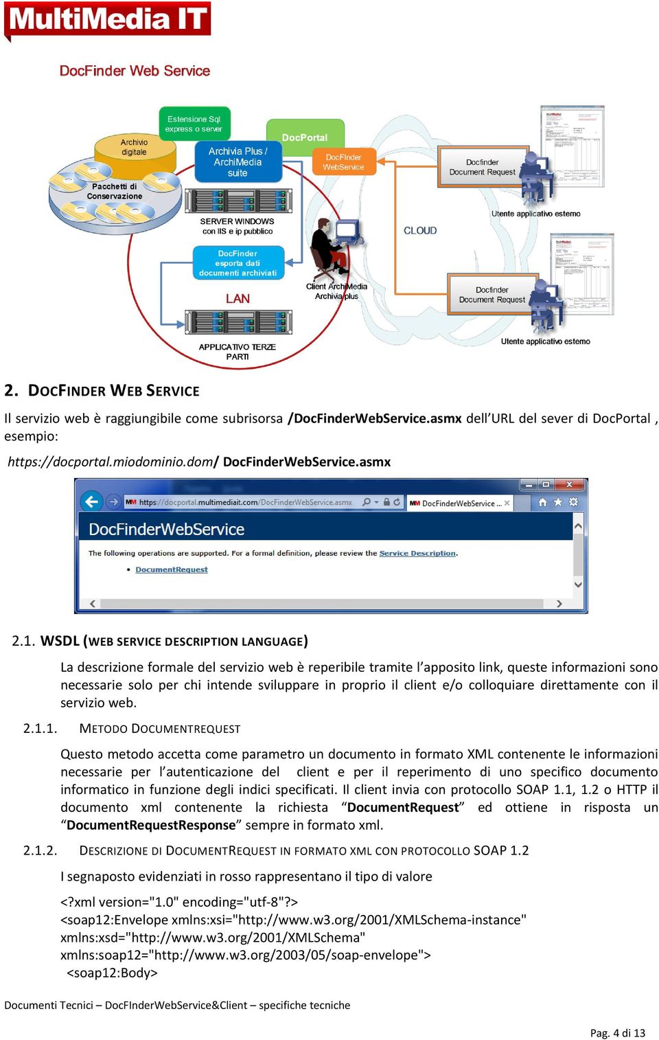 WSDL (WEB SERVICE DESCRIPTION LANGUAGE) La descrizione formale del servizio web è reperibile tramite l apposito link, queste informazioni sono necessarie solo per chi intende sviluppare in proprio il