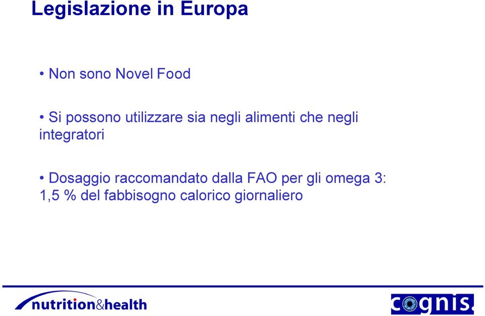 integratori Dosaggio raccomandato dalla FAO per