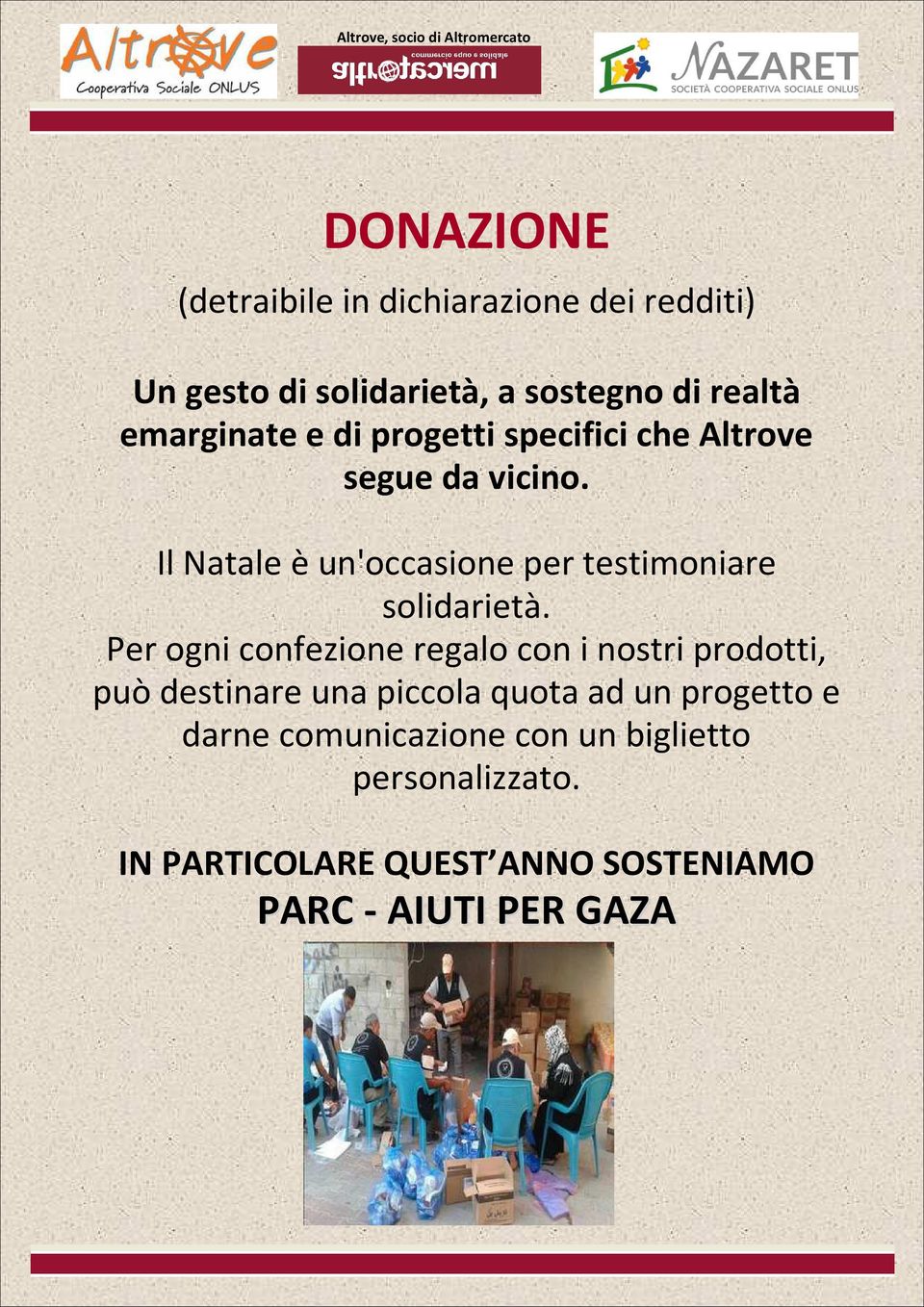 Il Natale è un'occasione per testimoniare solidarietà.