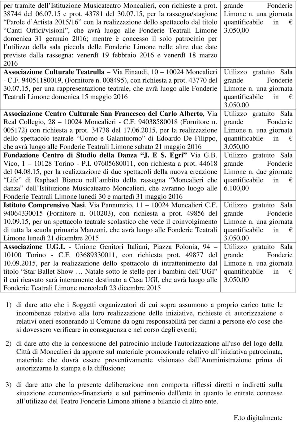 15, per la rassegna/stagione Parole d Artista 2015/16 con la realizzazione dello spettacolo dal titolo Canti Orfici/visioni, che avrà luogo alle Fonderie Teatrali Limone domenica 31 gennaio 2016;