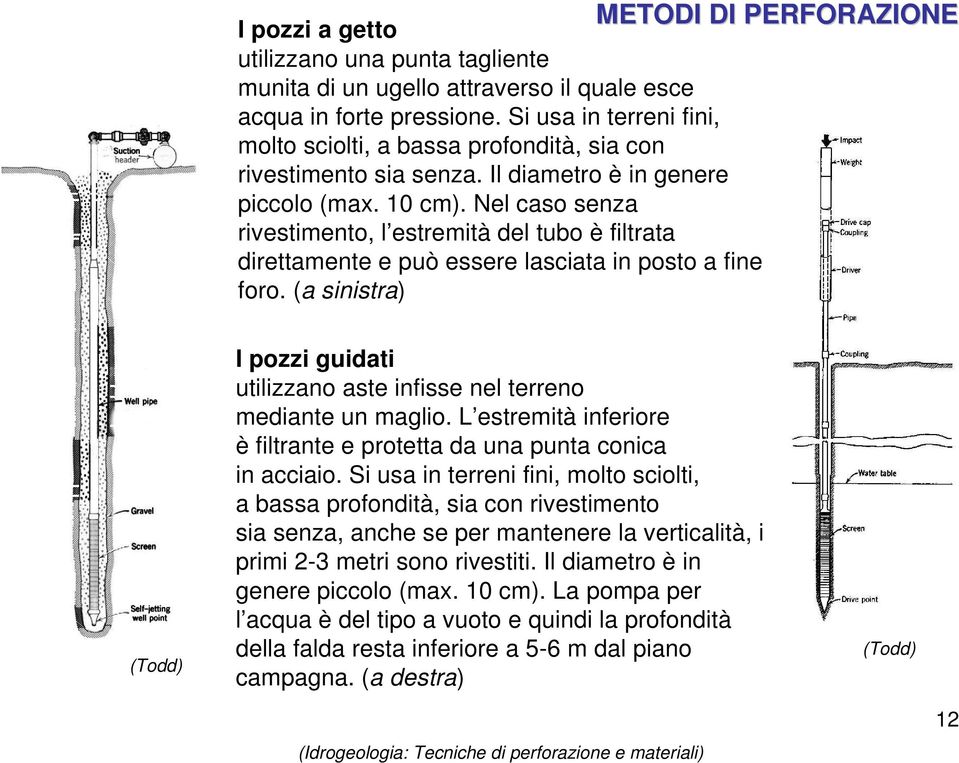 Nel caso senza rivestimento, l estremità del tubo è filtrata direttamente e può essere lasciata in posto a fine foro.