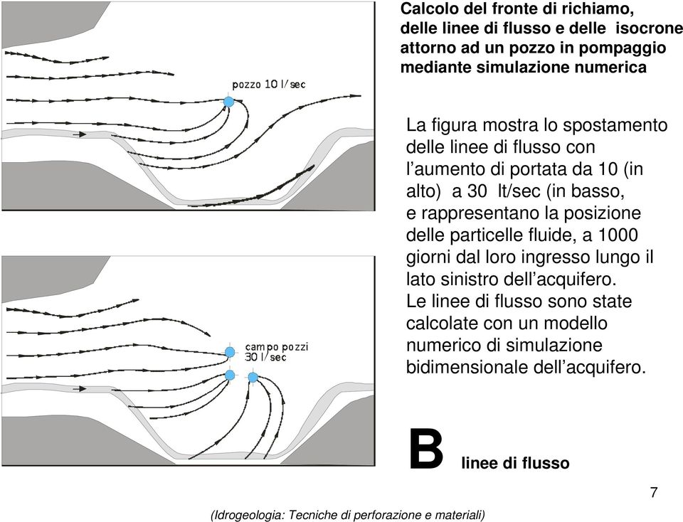 e rappresentano la posizione delle particelle fluide, a 1000 giorni dal loro ingresso lungo il lato sinistro dell acquifero.