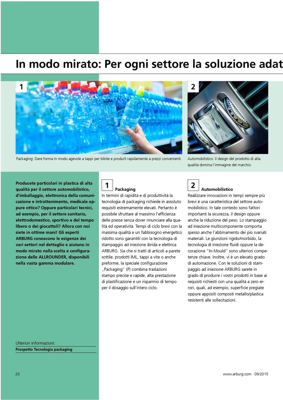 Producete particolari in plastica di alta qualità per il settore automobilistico, d imballaggio, elettronica della comunicazione e intrattenimento, medicale oppure ottico?