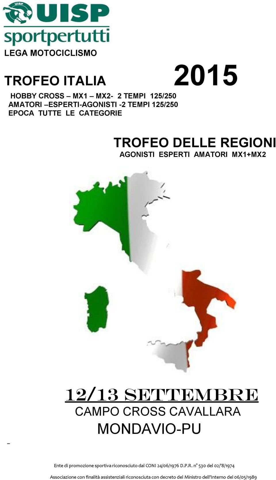 EPOCA TUTTE LE CATEGORIE TROFEO DELLE REGIONI AGONISTI