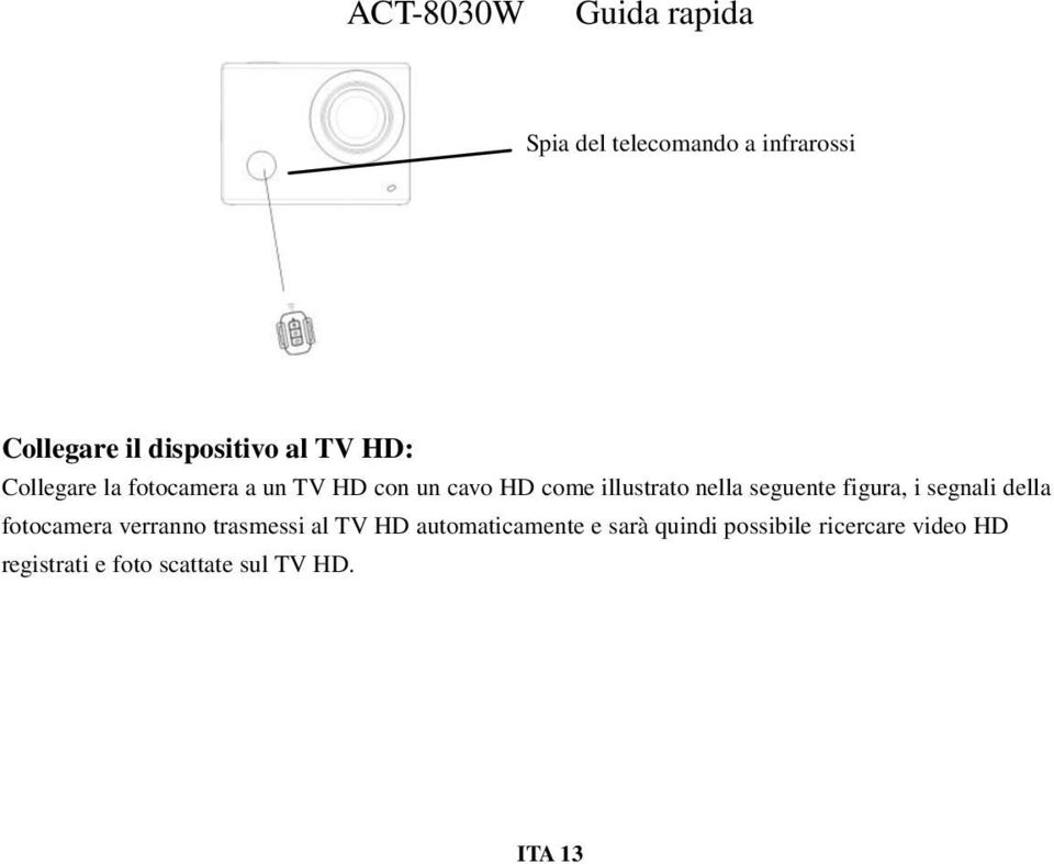 i segnali della fotocamera verranno trasmessi al TV HD automaticamente e sarà