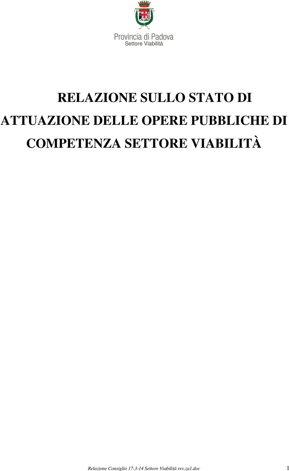 SETTORE VIABILITÀ Relazione Consiglio