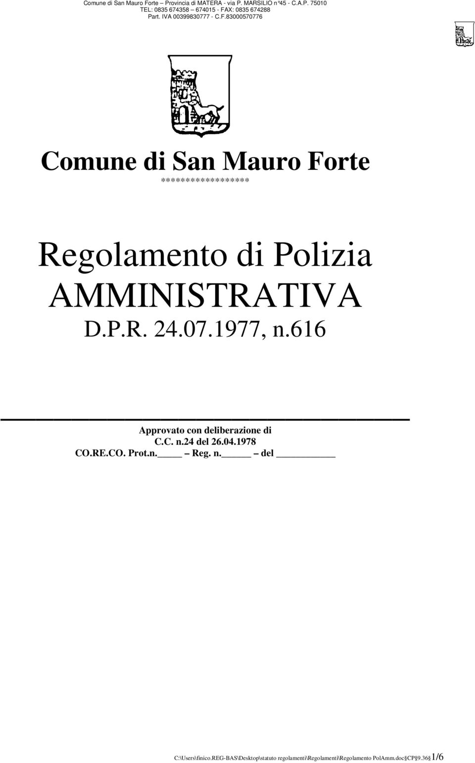 C. n.24 del 26.04.1978 CO.RE.CO. Prot.n. Reg. n. del C:\Users\finico.