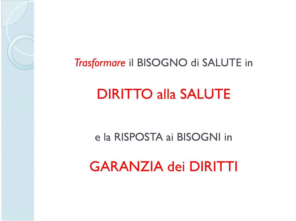 SALUTE e la RISPOSTA ai