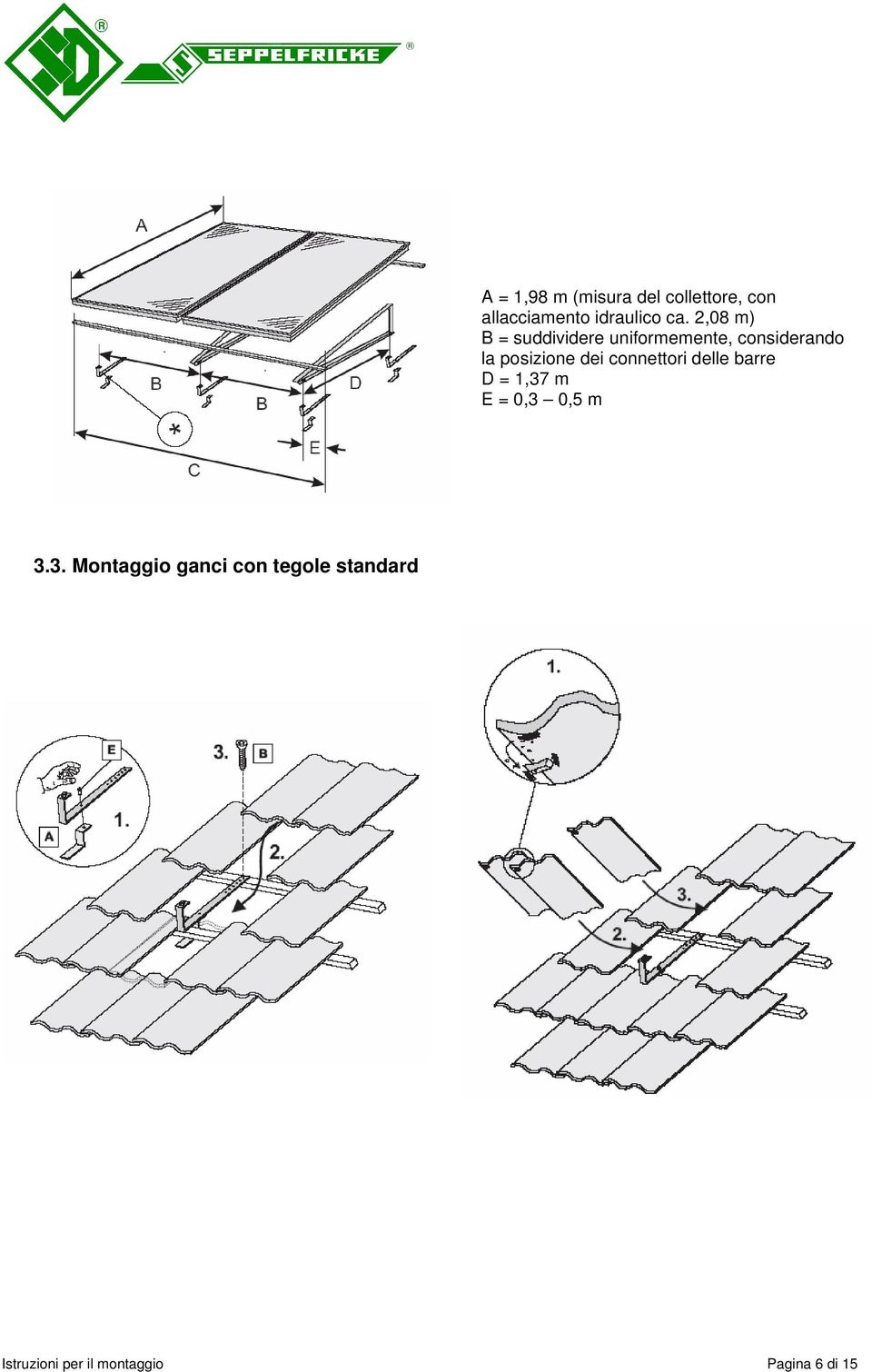 dei connettori delle barre D = 1,37