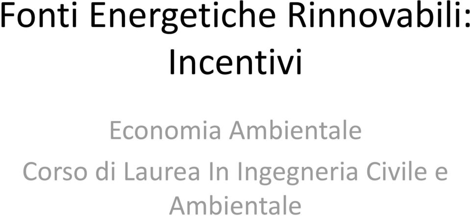 Economia Ambientale Corso