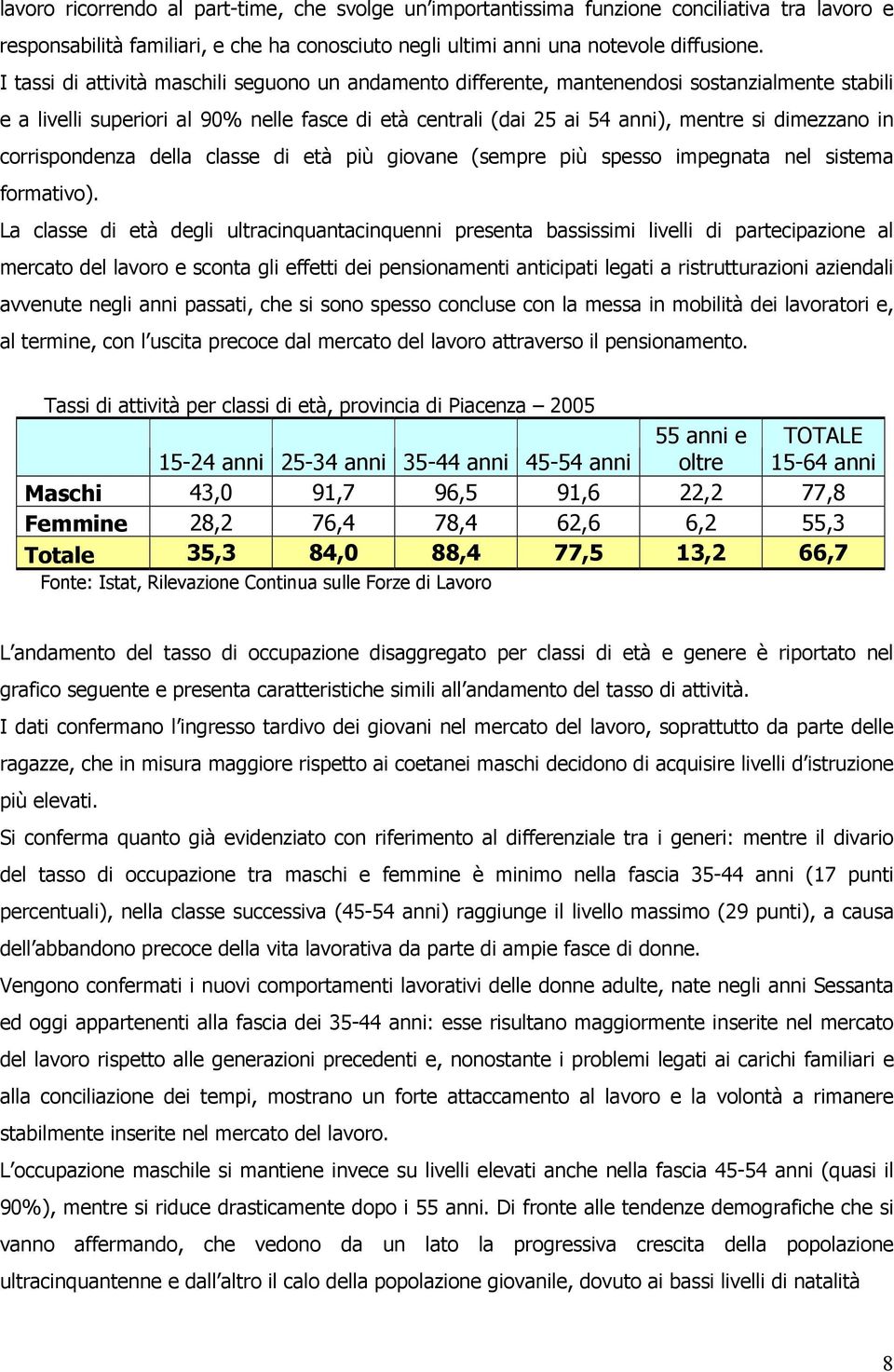 corrispondenza della classe di età più giovane (sempre più spesso impegnata nel sistema formativo).