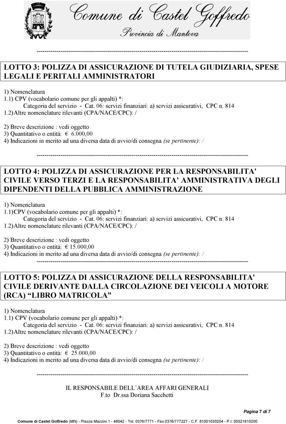 PUBBLICA AMMINISTRAZIONE 3) Quantitativo o entità: 15.