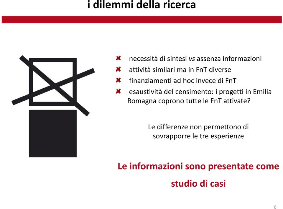censimento: i progetti in Emilia Romagna coprono tutte le FnTattivate?