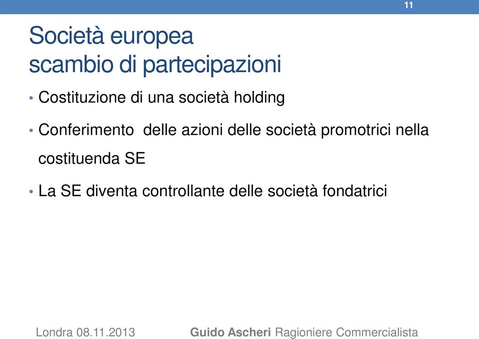 delle azioni delle società promotrici nella