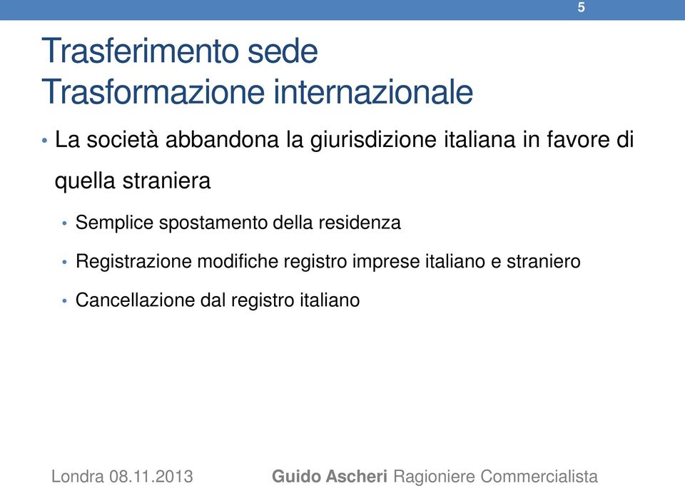 Semplice spostamento della residenza Registrazione modifiche