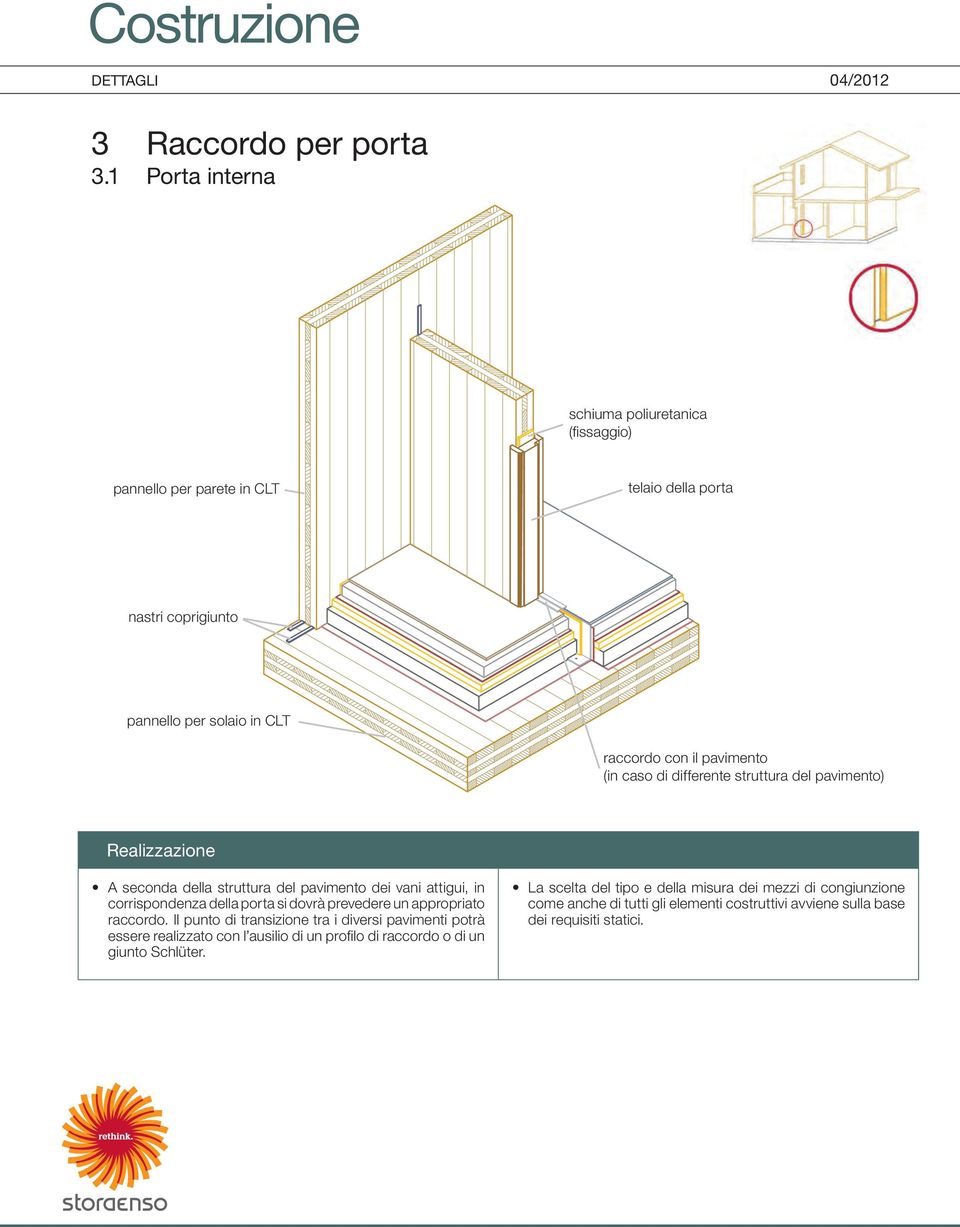 per solaio in CLT raccordo con il pavimento (in caso di differente struttura del pavimento) A seconda della struttura del