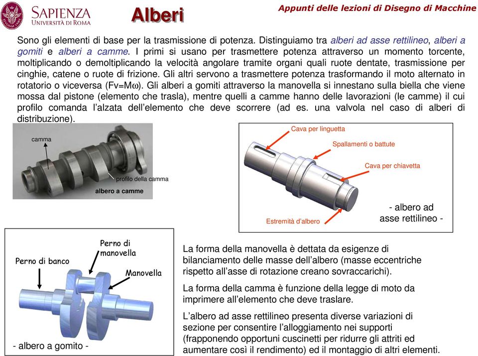 ruote di frizione. Gli altri servono a trasmettere potenza trasformando il moto alternato in rotatorio o viceversa (Fv=Mω).