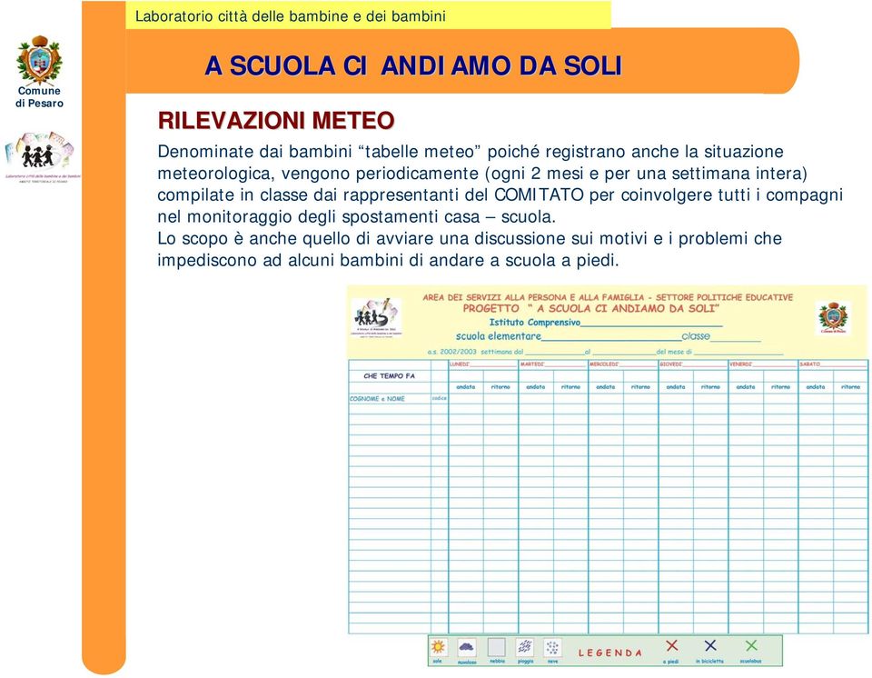 COMITATO per coinvolgere tutti i compagni nel monitoraggio degli spostamenti casa scuola.