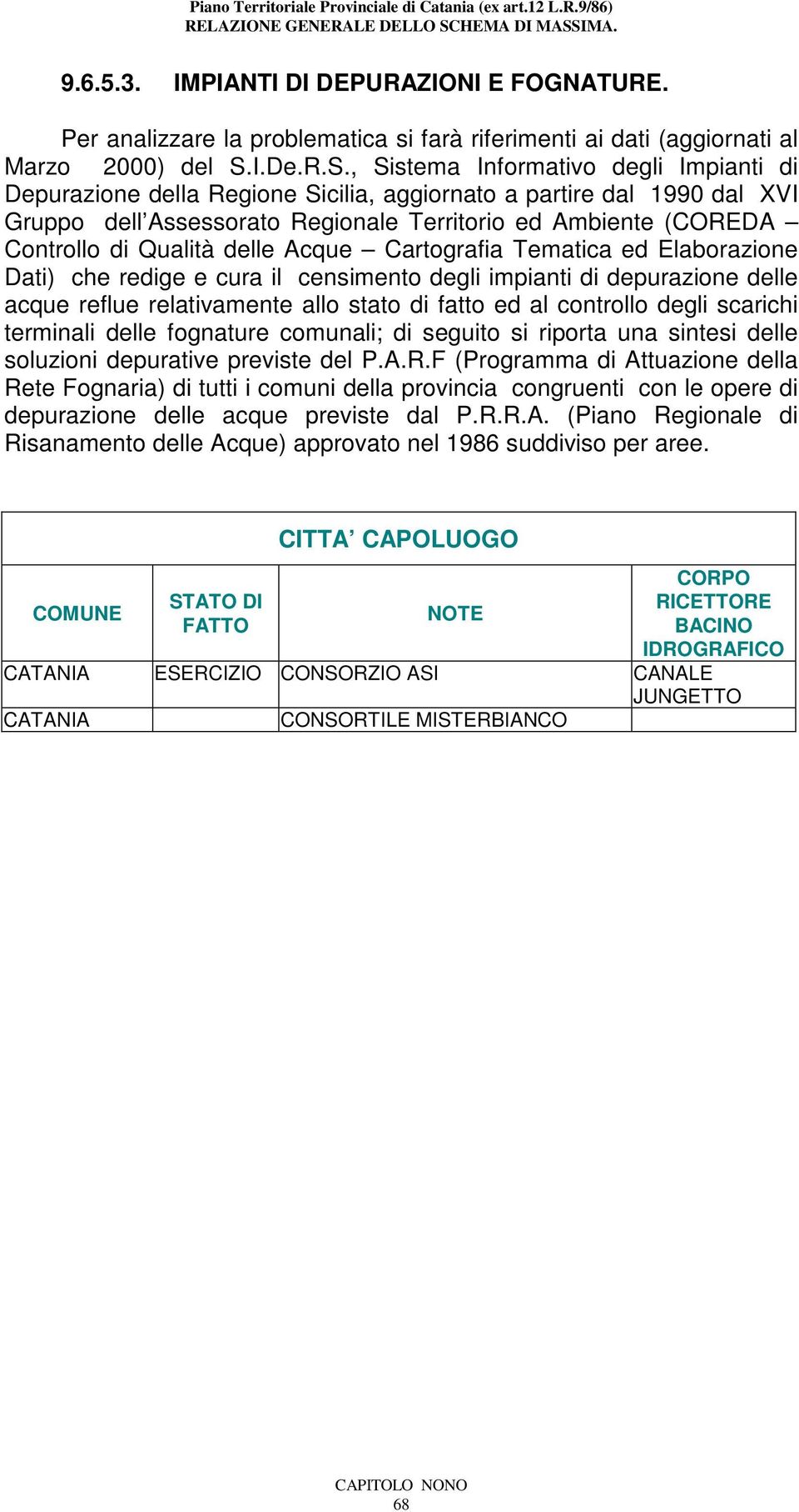 , Sistema Informativo degli Impianti di Depurazione della Regione Sicilia, aggiornato a partire dal 1990 dal XVI Gruppo dell Assessorato Regionale Territorio ed Ambiente (COREDA Controllo di Qualità