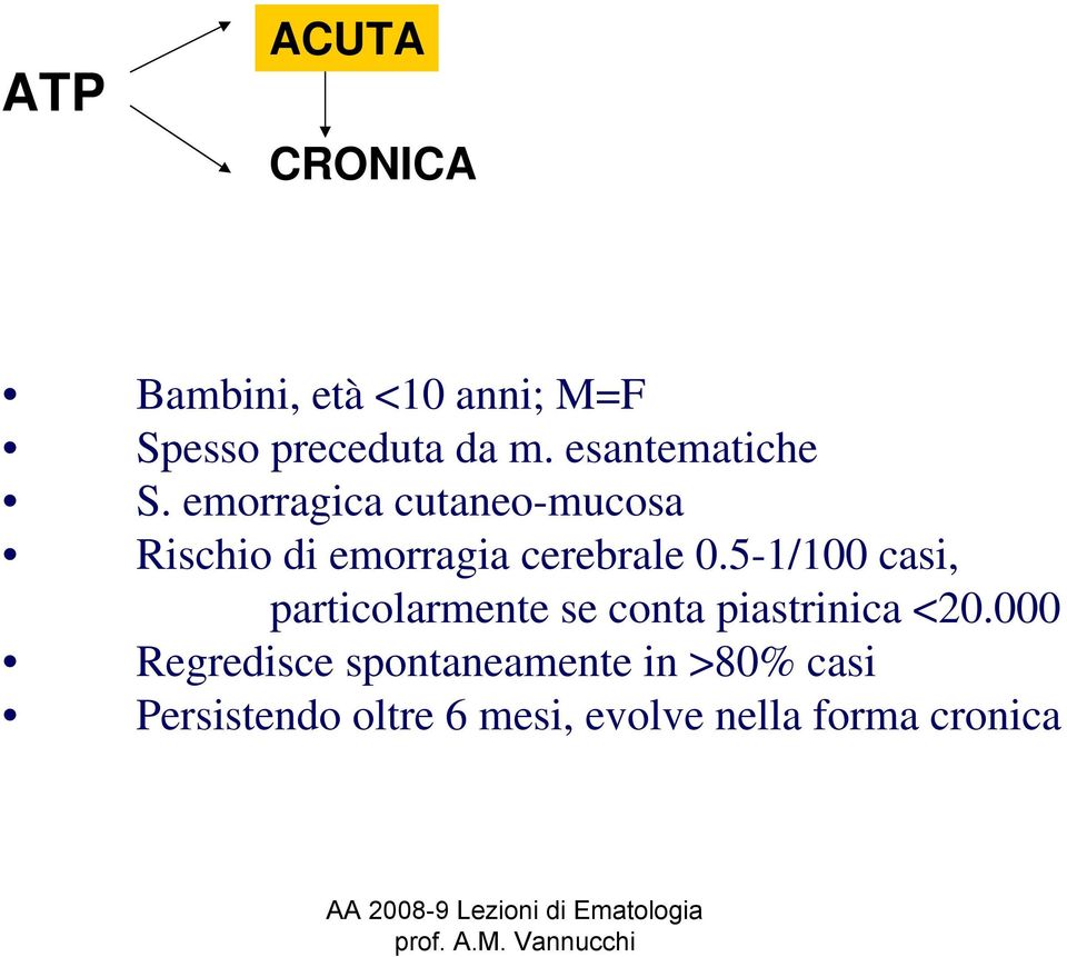 emorragica cutaneo-mucosa Rischio di emorragia cerebrale 0.