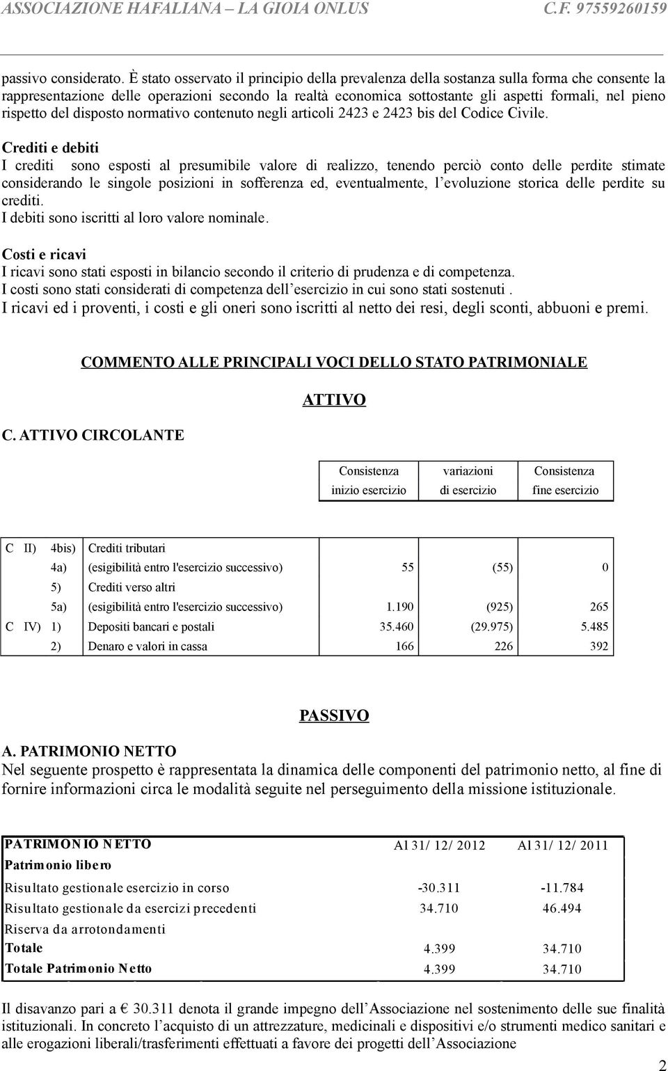 rispetto del disposto normativo contenuto negli articoli 2423 e 2423 bis del Codice Civile.