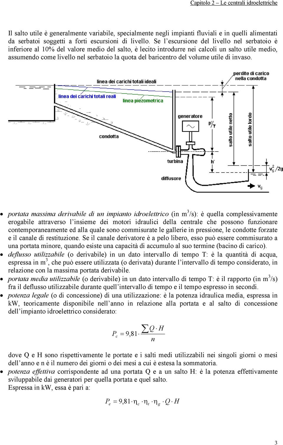 baricentro del volume utile di invaso.