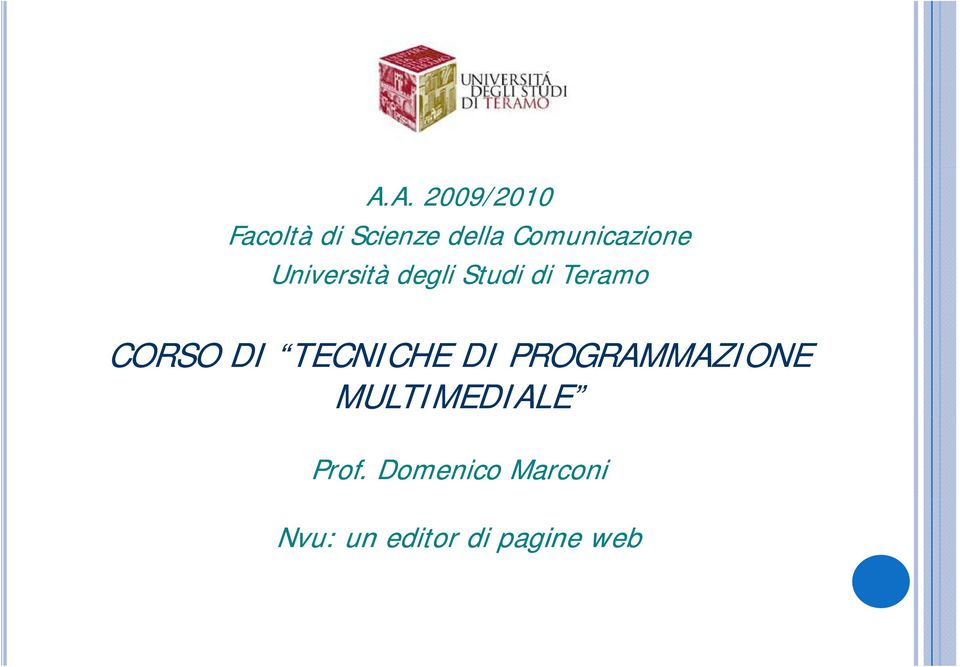 CORSO DI TECNICHE DI PROGRAMMAZIONE